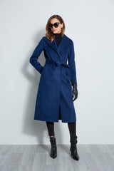 Tahari Long Double Face Wool Blend Wrap Coat