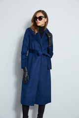 Tahari Long Double Face Wool Blend Wrap Coat
