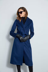 Tahari Long Double Face Wool Blend Wrap Coat