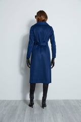 Tahari Long Double Face Wool Blend Wrap Coat