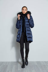Tahari Faux Fur Hood Puffer Coat