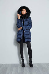 Tahari Faux Fur Hood Puffer Coat