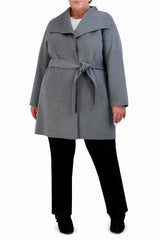 Tahari Double Face Lightweight Wool Wrap Coat, Plus Size