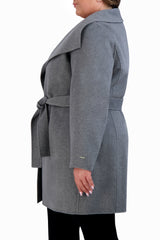Tahari Double Face Lightweight Wool Wrap Coat, Plus Size