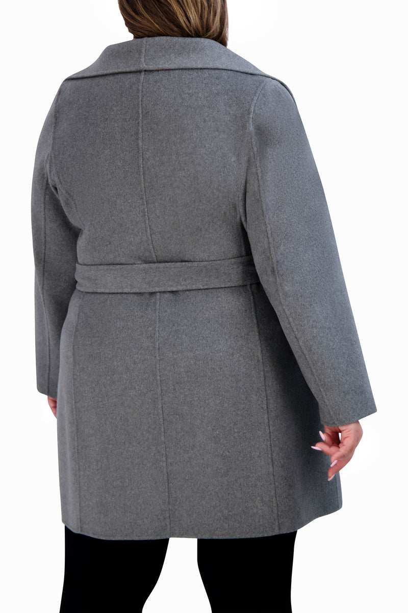 Tahari Double Face Lightweight Wool Wrap Coat, Plus Size
