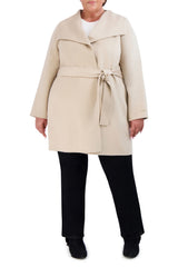 Tahari Double Face Lightweight Wool Wrap Coat, Plus Size