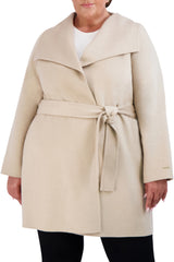 Tahari Double Face Lightweight Wool Wrap Coat, Plus Size