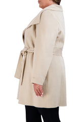 Tahari Double Face Lightweight Wool Wrap Coat, Plus Size