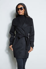 Tahari Double Face Wool Lightweight Wrap Coat
