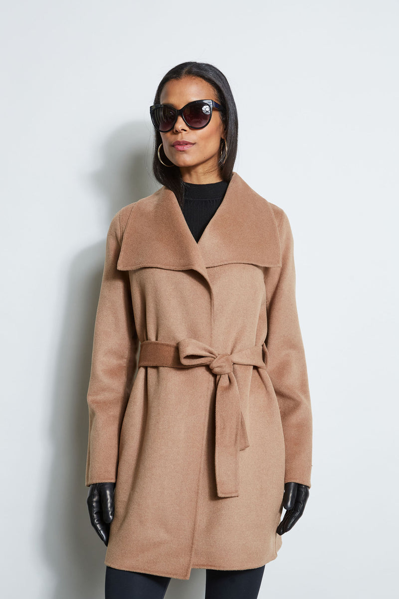 Tahari Double Face Lightweight Wool Wrap Coat – Elie Tahari