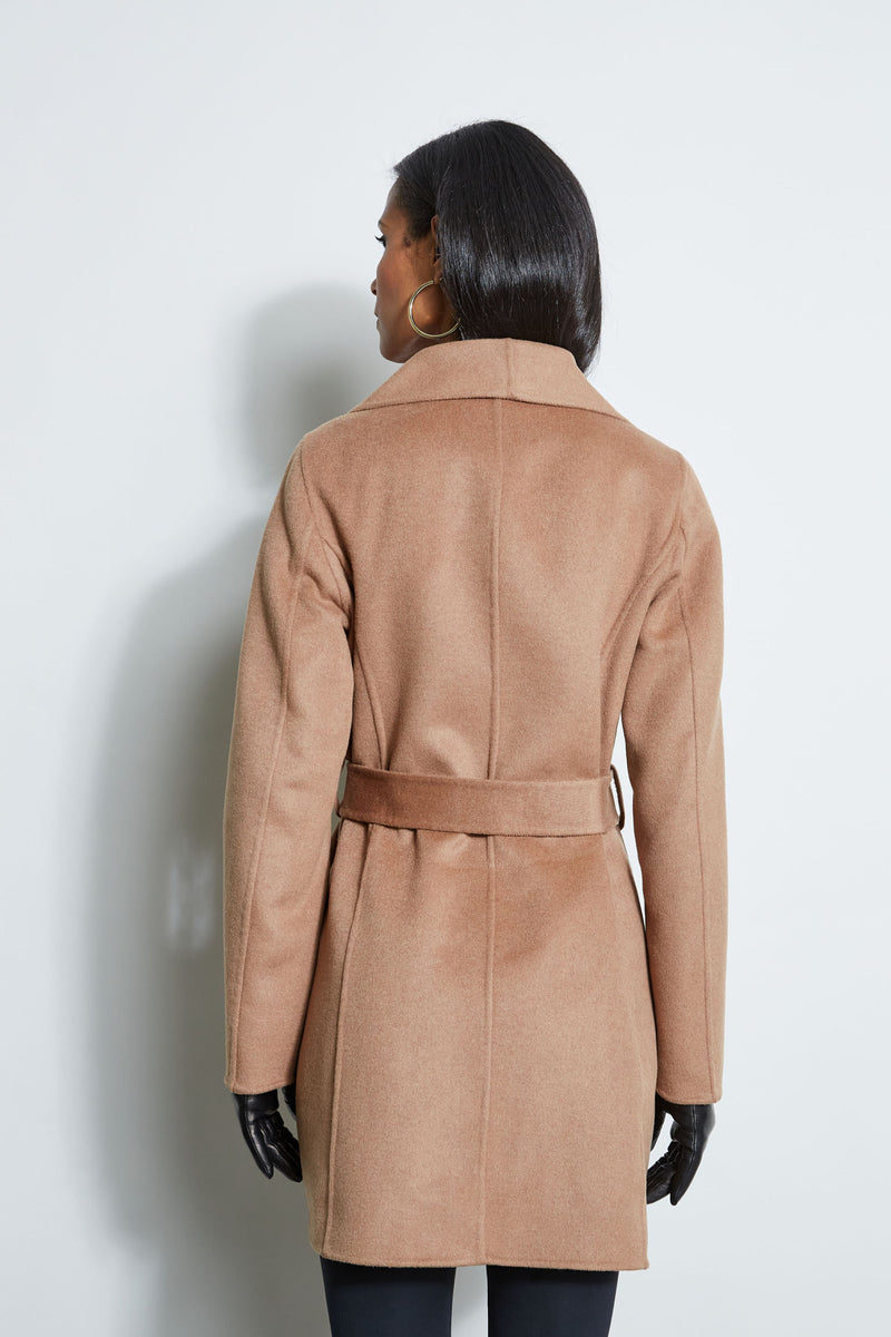 Belted Double Face Hooded Wrap Coat