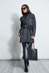 Tahari Double Face Lightweight Wool Wrap Coat