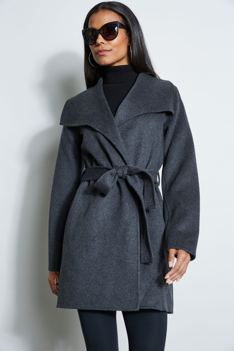 Tahari Women's Ella Double Face Wool Wrap Coat