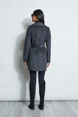 Tahari Double Face Lightweight Wool Wrap Coat