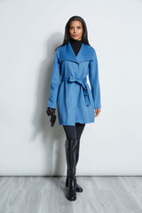 Tahari Double Face Lightweight Wool Wrap Coat