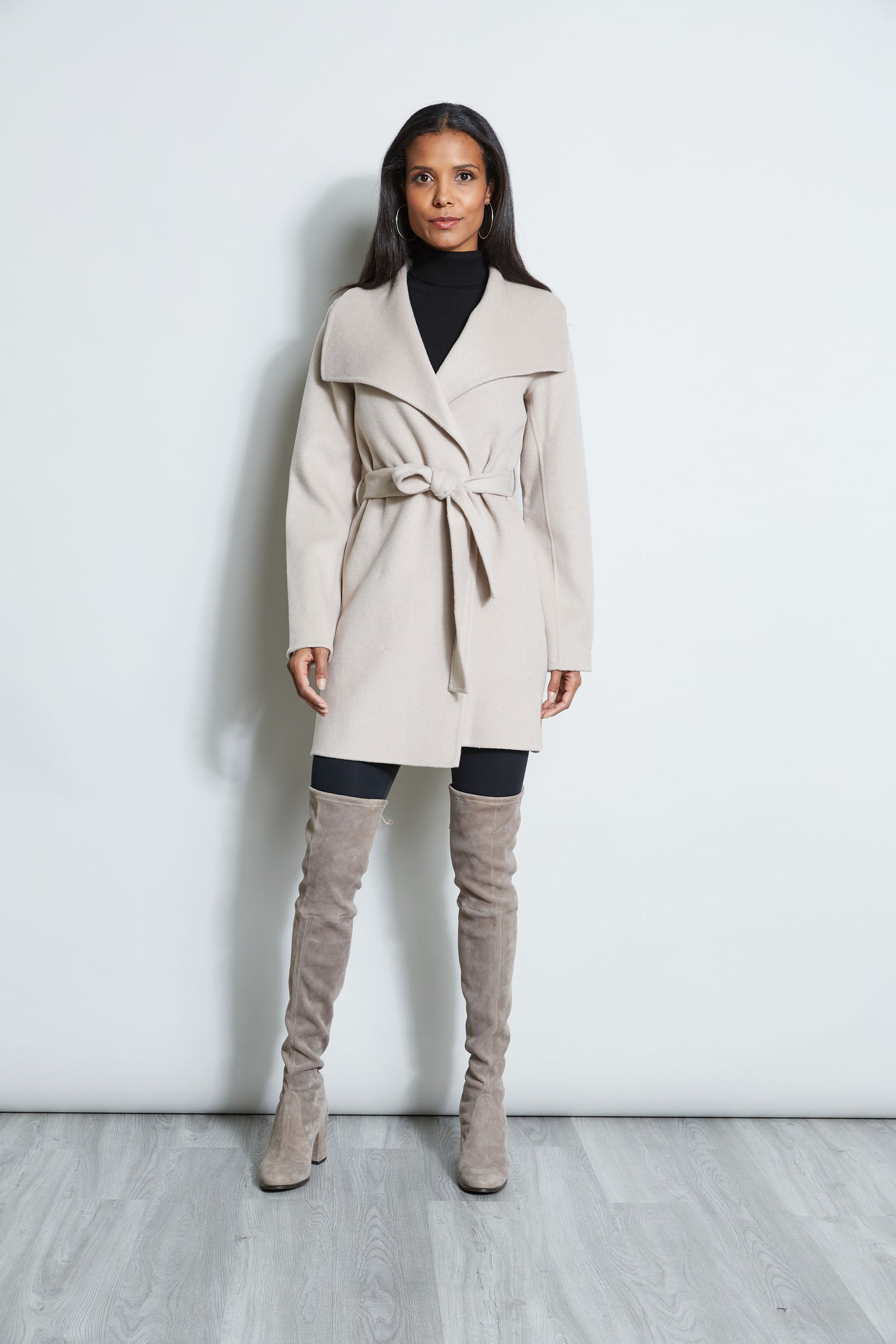 Tahari ella belted wrap coat outlet