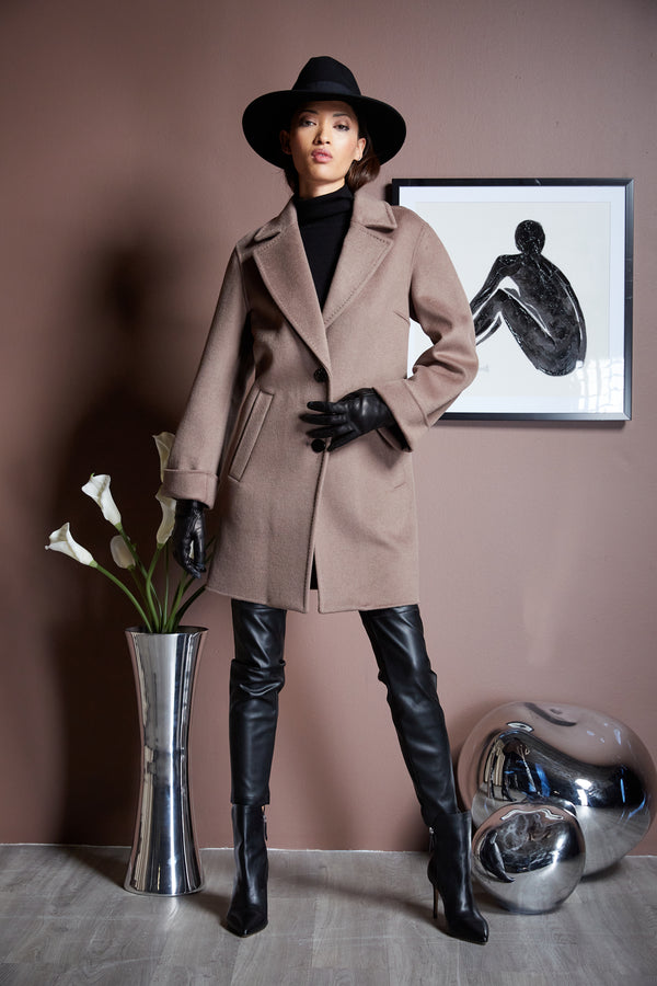 Tahari Double Face Wool Blend Two Button Coat
