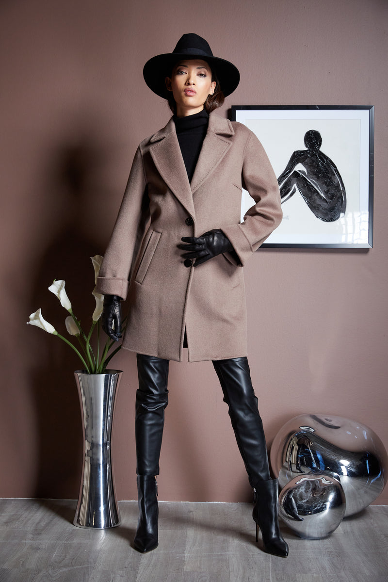 Tahari Double Face Wool Blend Two Button Coat