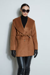 Tahari Double Face Wool Blend Belted Wrap Coat
