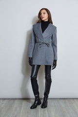 Tahari Double Face Wool Blend Belted Wrap Coat