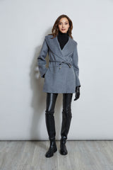 Tahari Double Face Wool Blend Belted Wrap Coat