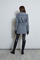 Tahari Double Face Wool Blend Belted Wrap Coat
