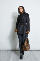 Tahari Double Face Wool Blend Belted Wrap Coat