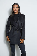 Tahari Double Face Wool Blend Belted Wrap Coat