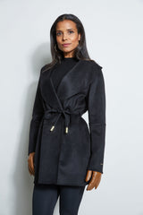 Tahari Double Face Wool Blend Belted Wrap Coat