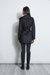 Tahari Double Face Wool Blend Belted Wrap Coat
