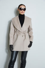Tahari Double Face Wool Blend Belted Wrap Coat