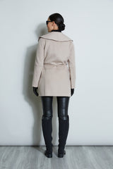 Tahari Double Face Wool Blend Belted Wrap Coat