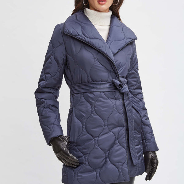 Tahari Lightweight Quilted Wrap Puffer Coat Elie Tahari