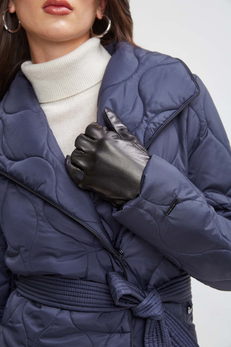 Tahari Lightweight Quilted Wrap Puffer Coat Elie Tahari