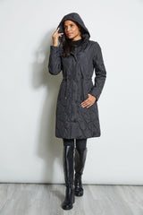 Tahari Lightweight Quilted Cinched Puffer Coat