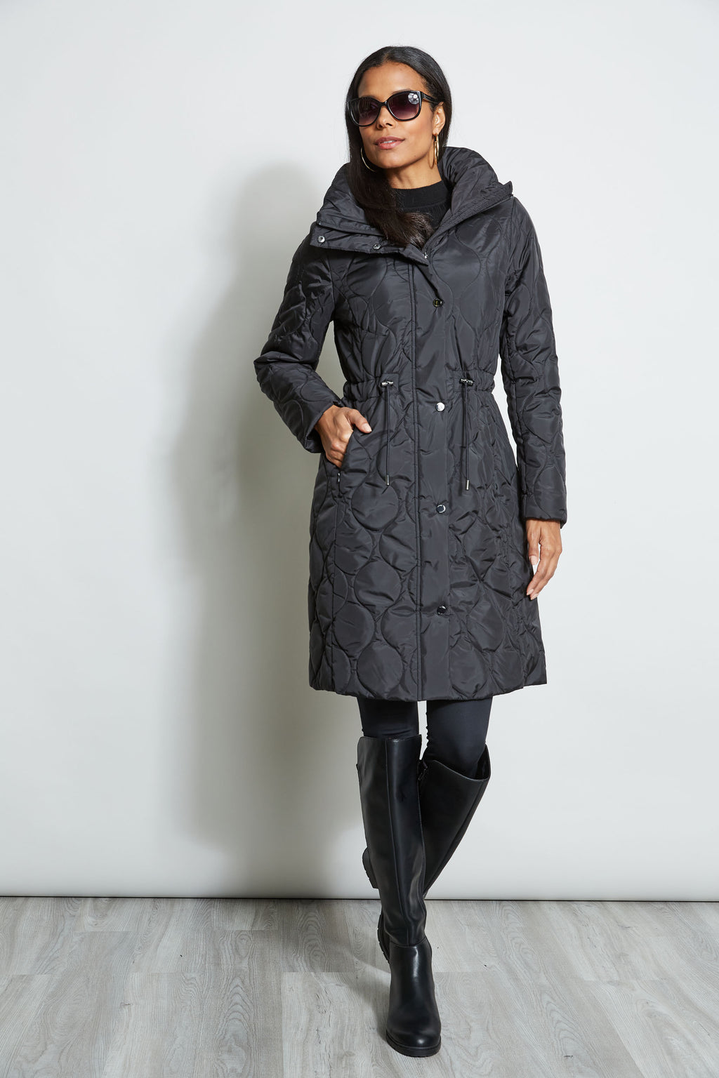 Tahari Lightweight Quilted Cinched Puffer Coat – Elie Tahari