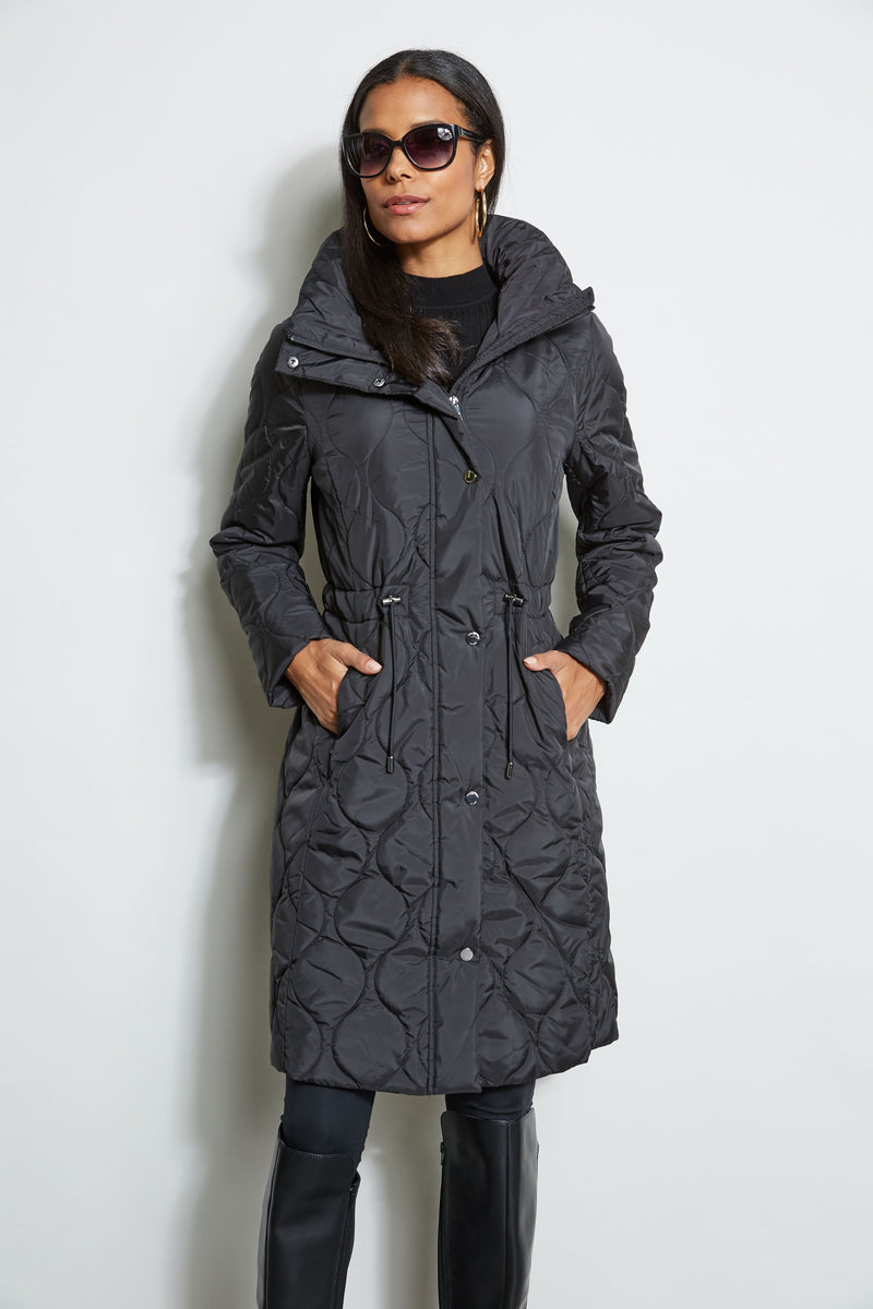 Tahari Lightweight Quilted Cinched Puffer Coat