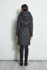 Tahari Lightweight Quilted Cinched Puffer Coat