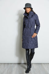 Tahari Lightweight Quilted Cinched Puffer Coat
