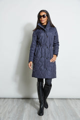 Tahari Lightweight Quilted Cinched Puffer Coat