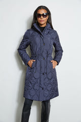 Tahari Lightweight Quilted Cinched Puffer Coat
