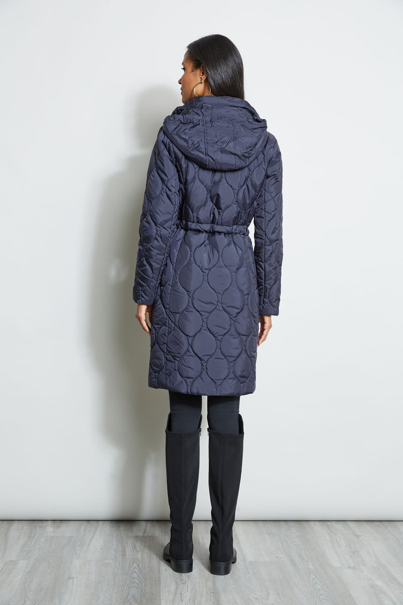 Tahari Lightweight Quilted Cinched Puffer Coat