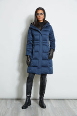 Tahari Stitched Hooded Puffer Coat