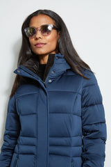 Tahari Stitched Hooded Puffer Coat