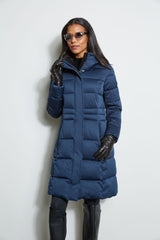 Tahari Stitched Hooded Puffer Coat