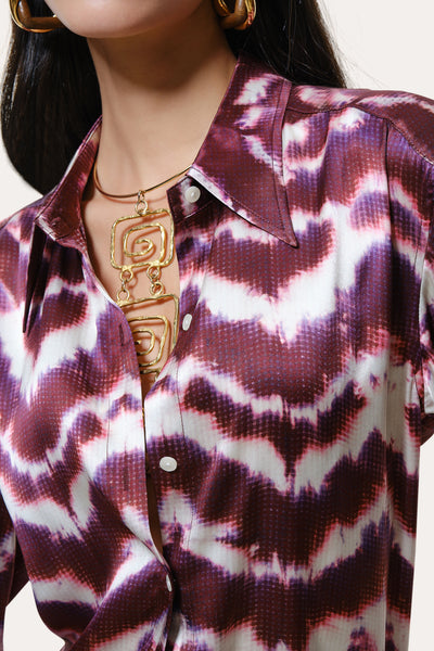 Lila Ikat Silk Button Down