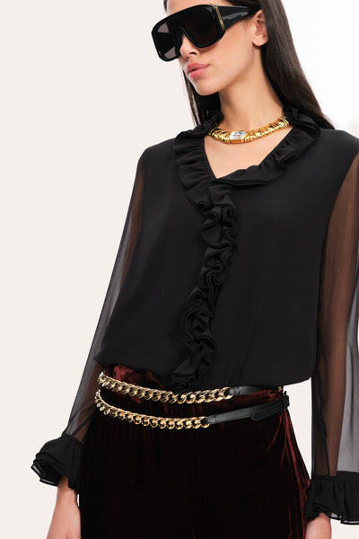 Ruffle Silk Shirt Image 3
