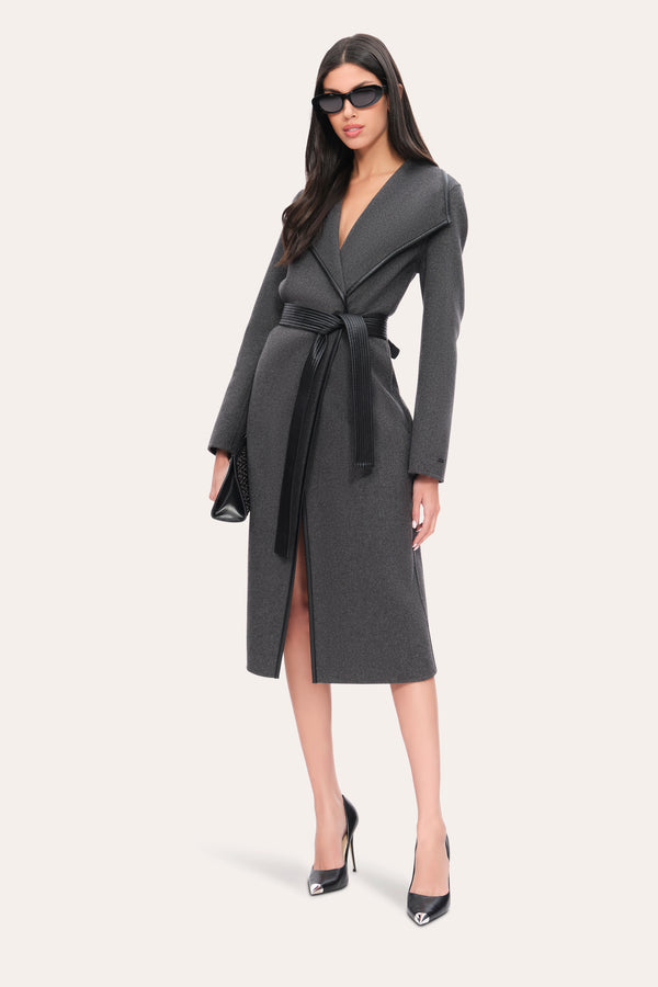 Tahari Vegan Trim Wool Coat