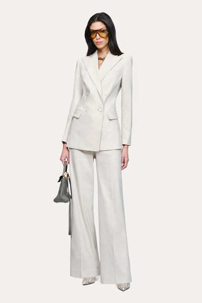Solenne Double Breasted Linen Blazer