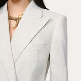 Solenne Double Breasted Linen Blazer